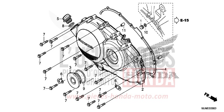 KURBELGEHAEUSEABDECKUNG von VFR800X „Crossrunner“ CANDY PROMINENCE RED (R342) von 2017